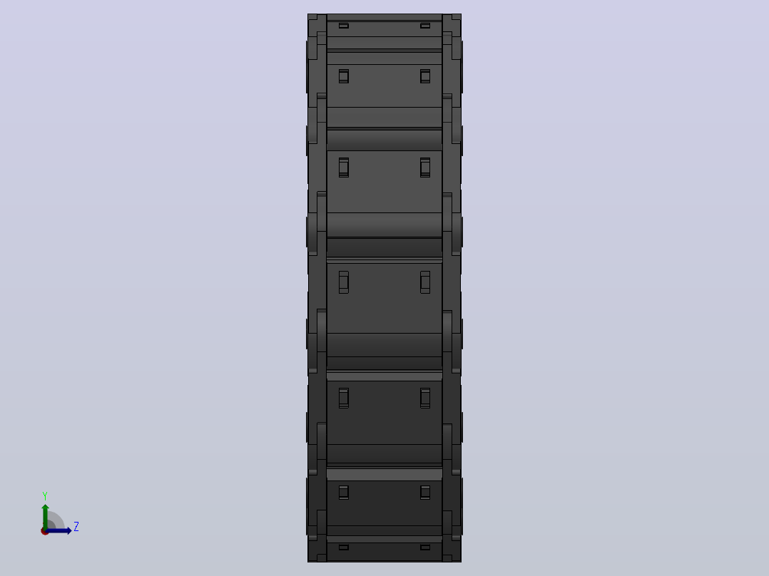 弯曲半径150内高35两侧打开型封闭式拖链_DMD35CD-35-75-150R-30左视图
