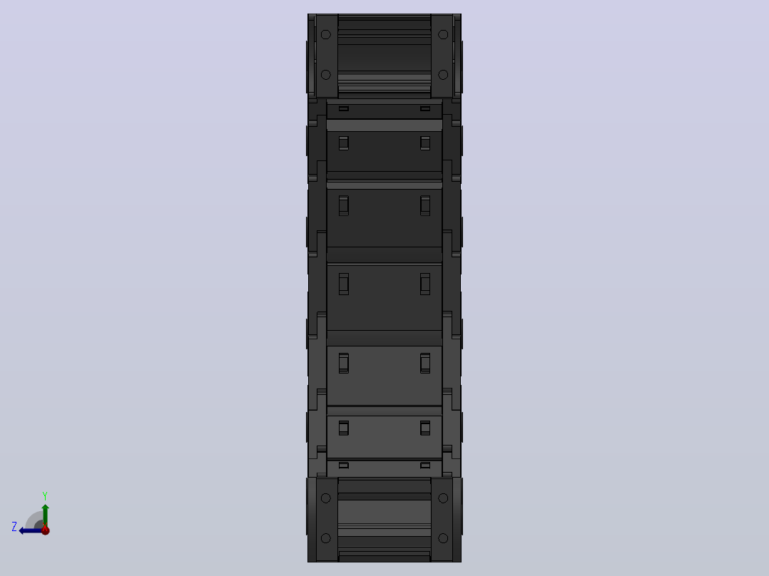 弯曲半径150内高35两侧打开型封闭式拖链_DMD35CD-35-75-150R-30右视图
