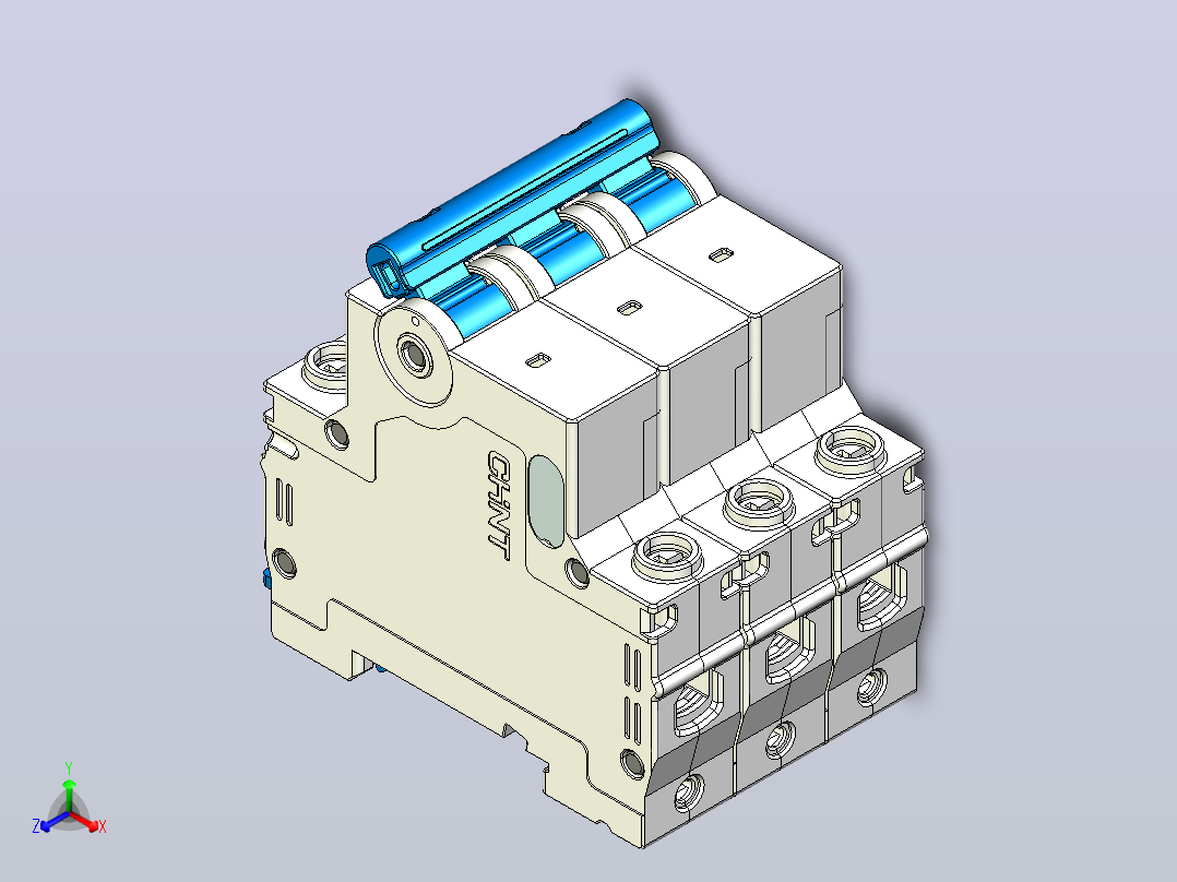 NBDP-63 3P小型断路器三维模型202404主视图