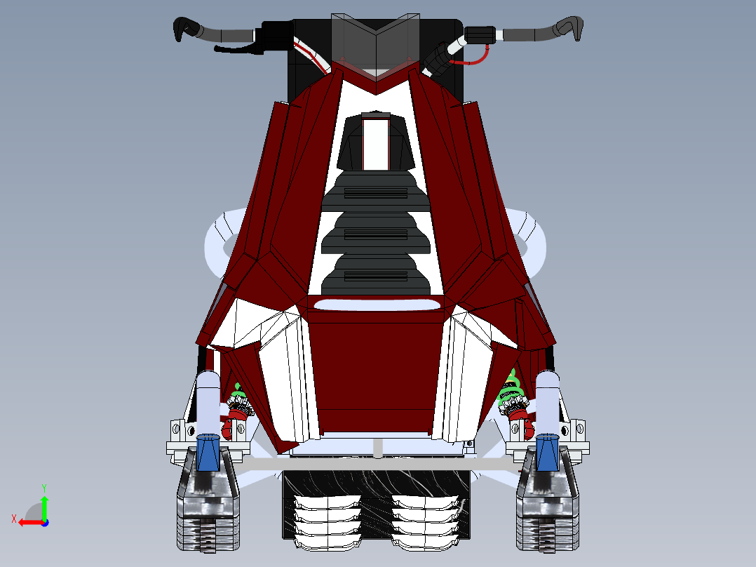 雪车雪地摩托后视图