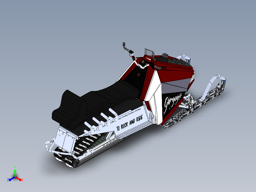 雪车雪地摩托正等轴测图