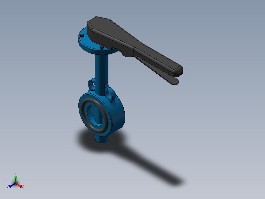 DN50不锈钢手动蝶阀正等轴测图