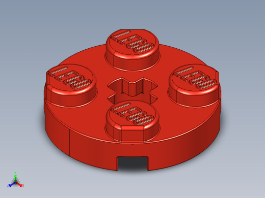 乐高零件 4032 板 2 x 2 圆形-4032 Red Plate 2 x 2 Round正等轴测缩略图