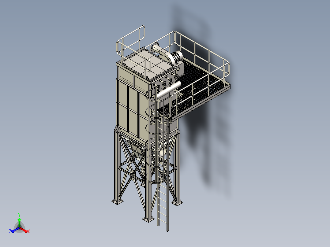 除尘器采用褶裥袋模型主视图