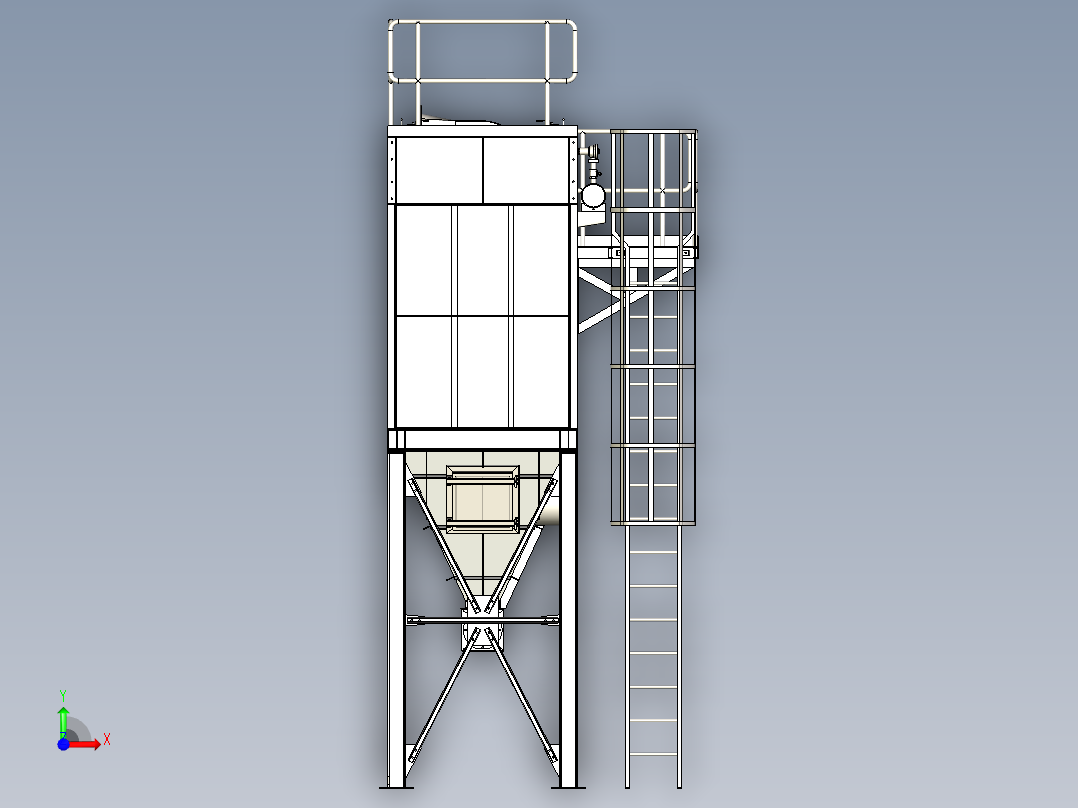 除尘器采用褶裥袋模型前视图