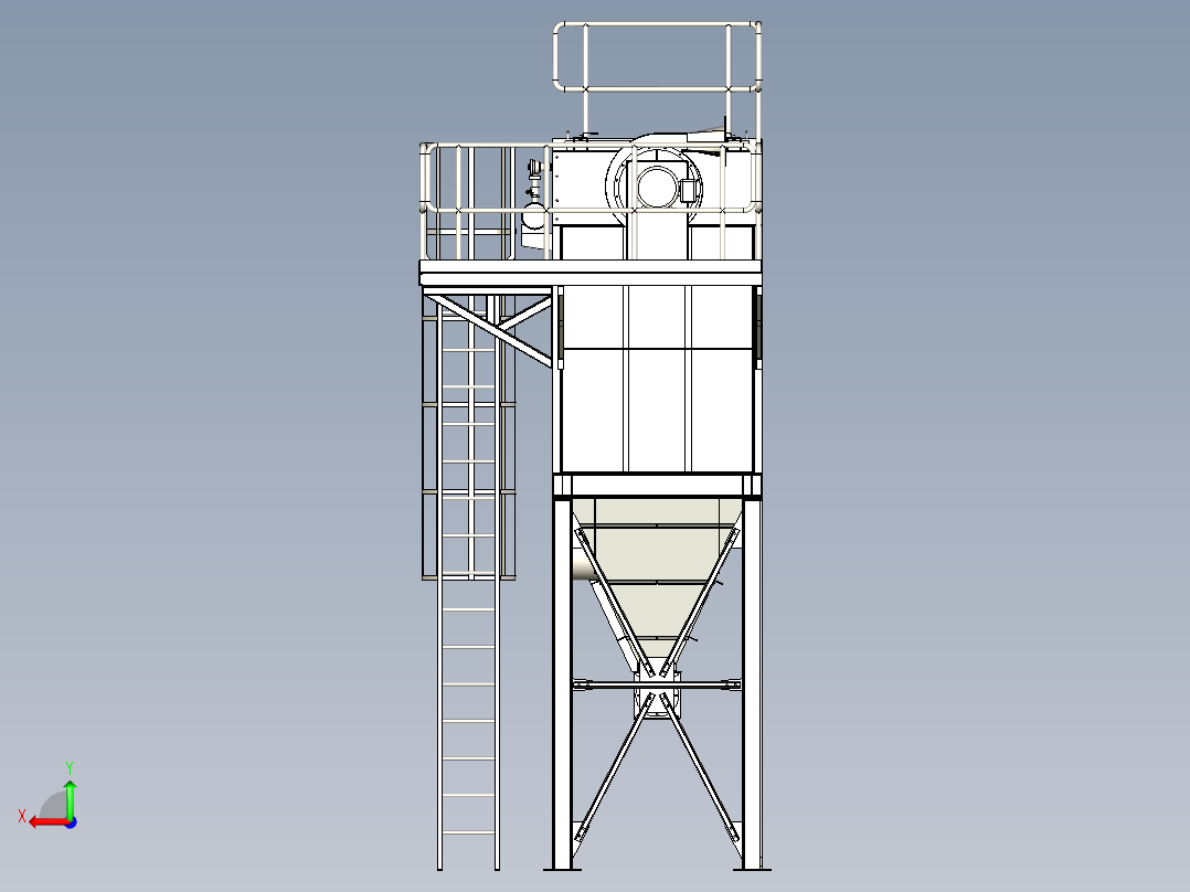 除尘器采用褶裥袋模型后视图