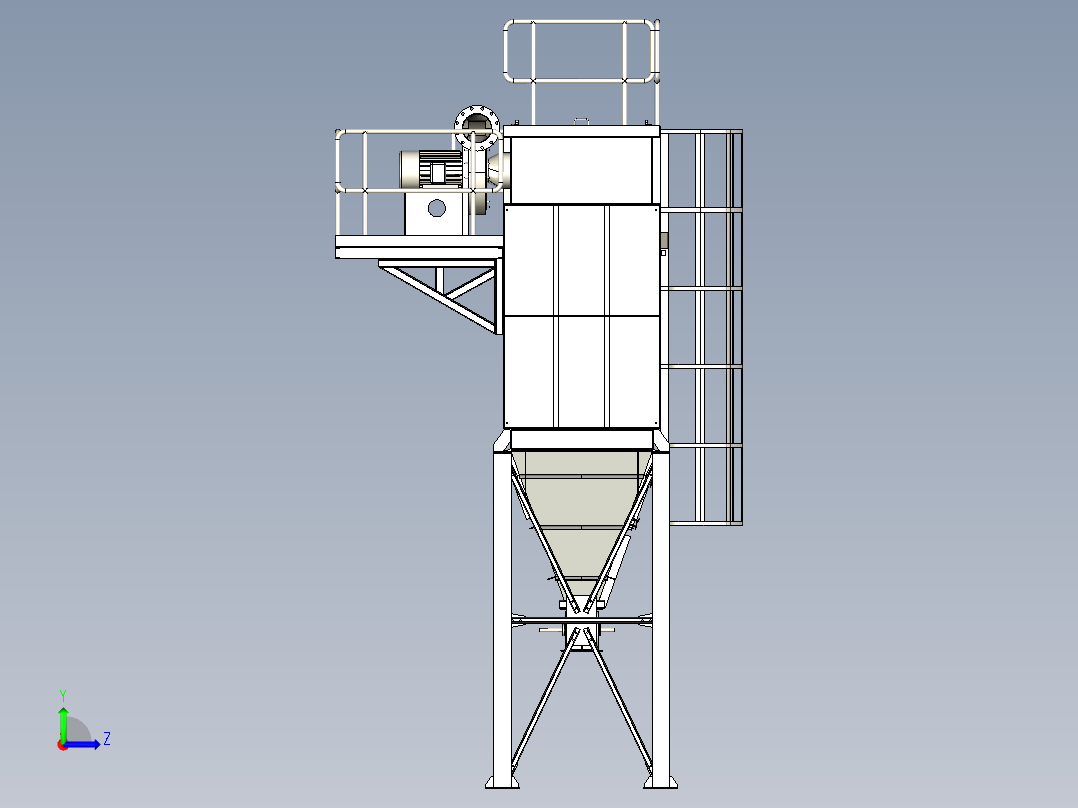 除尘器采用褶裥袋模型左视图