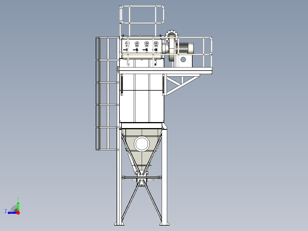 除尘器采用褶裥袋模型右视图