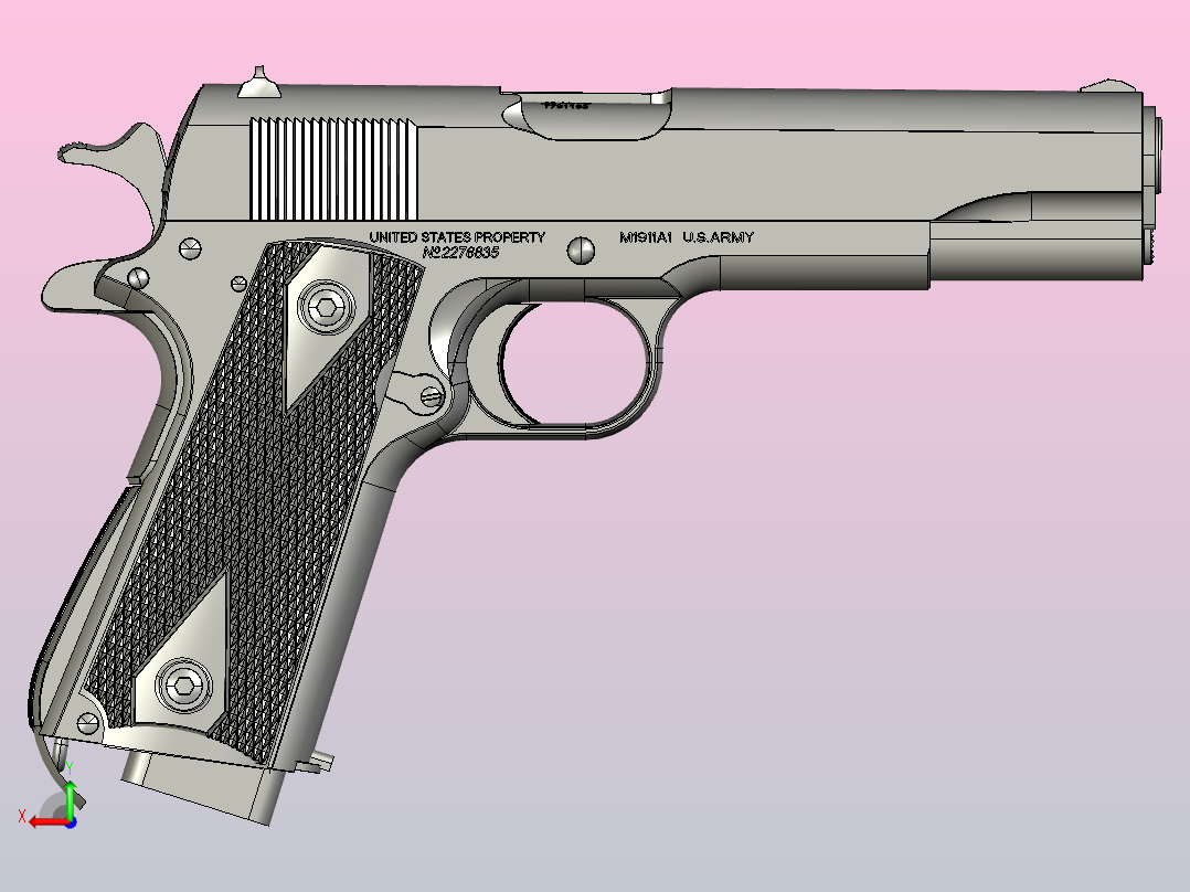 柯尔特M1911A1手枪后视图