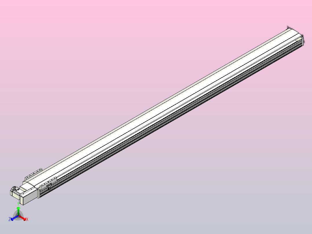皮带直线轴半封闭可选导轨TPA-HNB-202D-140-L3000-MR-Y-P75-N3正等轴测图