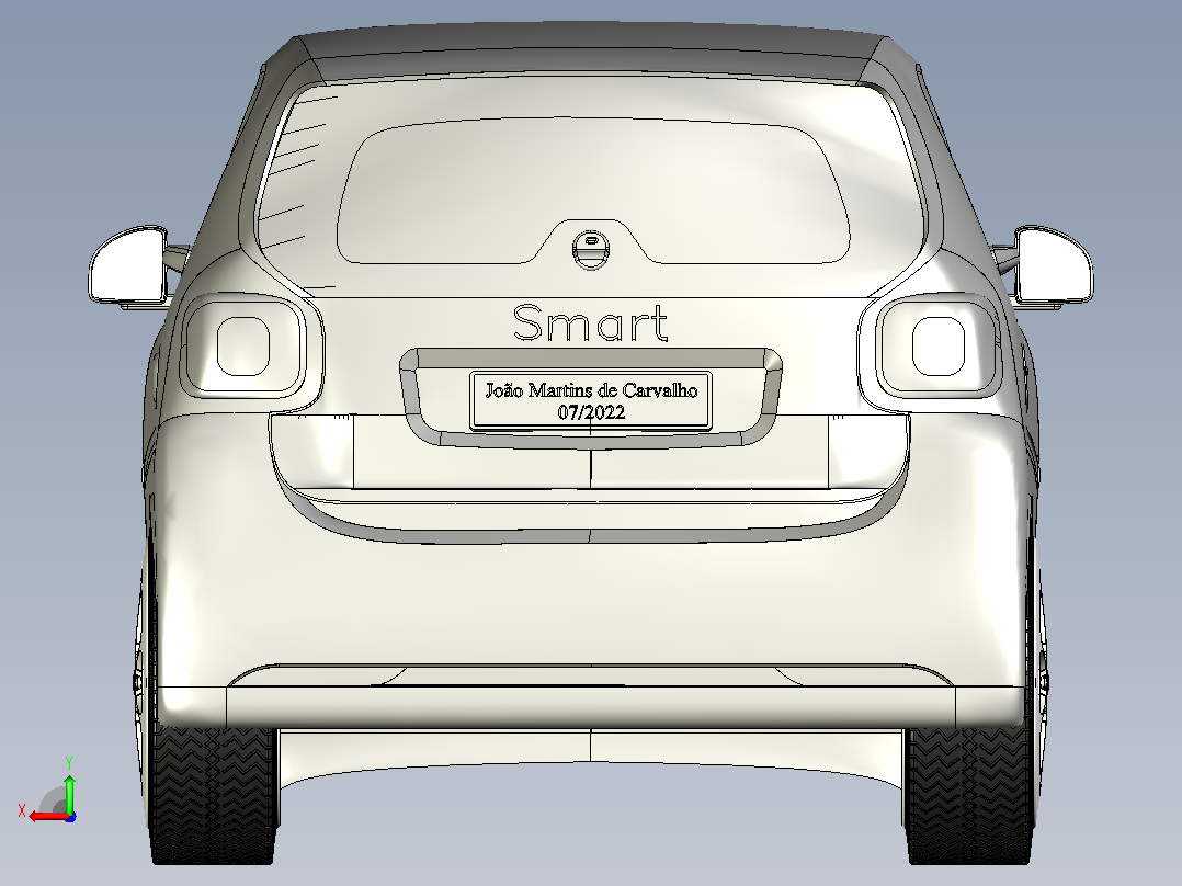 奔驰smart汽车模型后视图