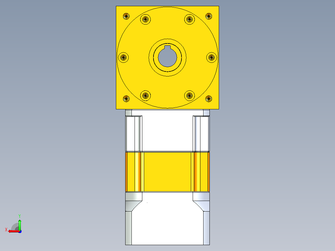 PW110双孔 PGH90-L2 19-70-90-M6 PW110转向器 双孔输出 带90 斜齿行星减速机后视图
