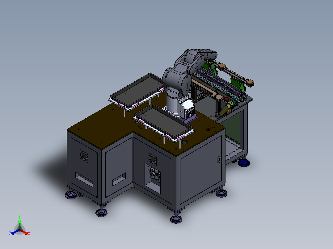A10-Tray自动上料抓取工位sw18可编辑正等轴测图