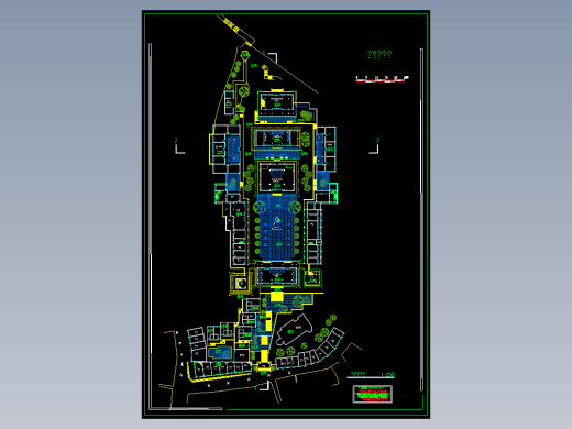 L1097大型寺庙建筑群整体院落规划设计寺庙建筑设计方案图CAD图纸