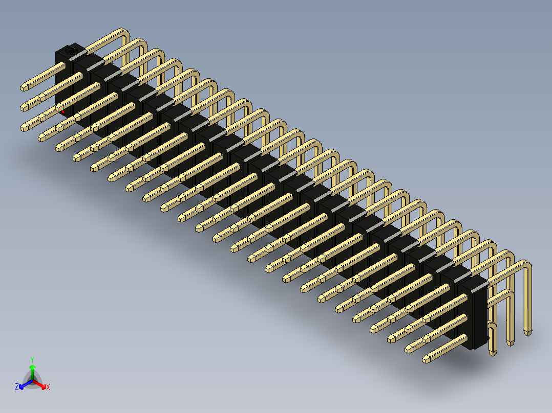 彩色公排针 100mil 2.54mm 系列-DS1022_black_3x24p_100mil_TypeD_rev1.0主视图