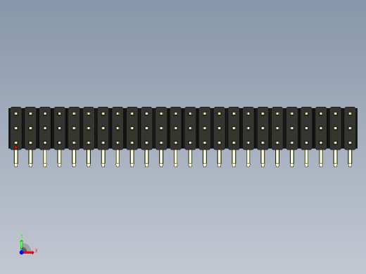 彩色公排针 100mil 2.54mm 系列-DS1022_black_3x24p_100mil_TypeD_rev1.0前视缩略图