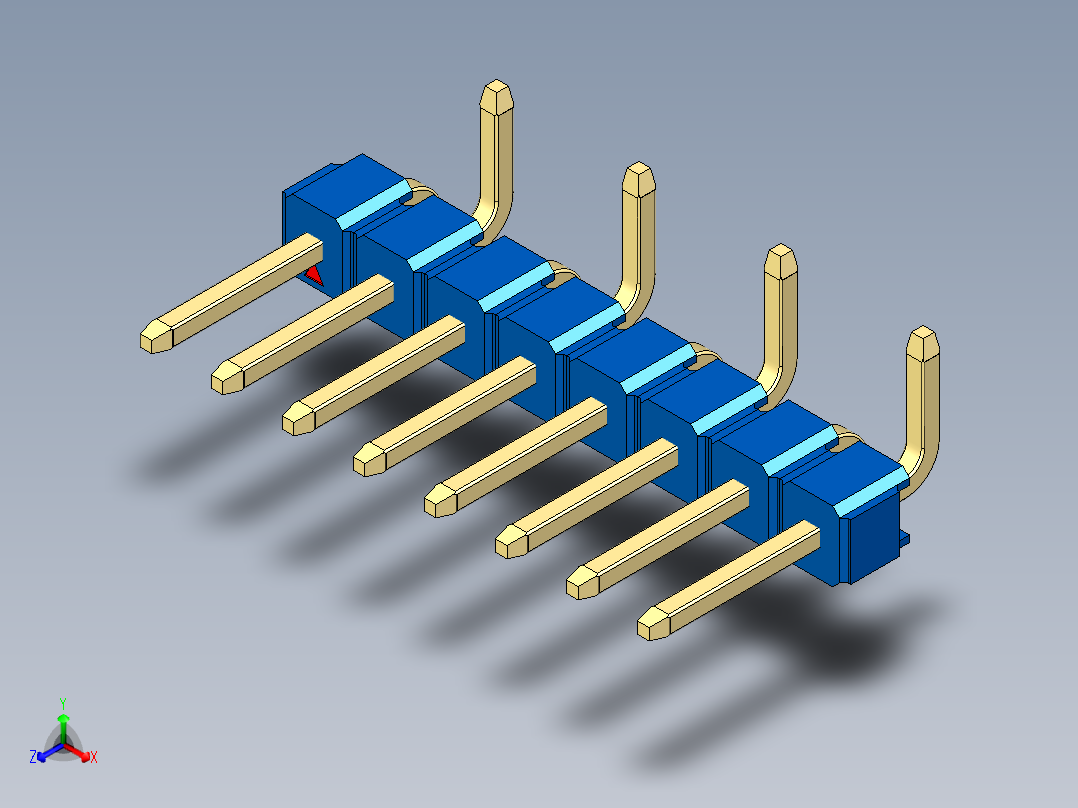 彩色公排针 100mil 2.54mm 系列-DS1022_blue_08p_100mil_Type_SMT_R2_rev1.0主视图