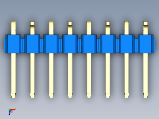 彩色公排针 100mil 2.54mm 系列-DS1022_blue_08p_100mil_Type_SMT_R2_rev1.0俯视缩略图