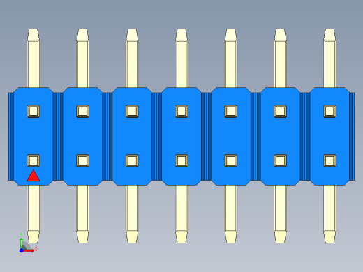 彩色公排针 100mil 2.54mm 系列-DS1022_blue_14p_100mil_TypeSMT_rev1.0前视缩略图