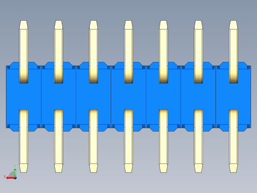 彩色公排针 100mil 2.54mm 系列-DS1022_blue_14p_100mil_TypeSMT_rev1.0后视缩略图