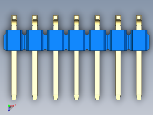 彩色公排针 100mil 2.54mm 系列-DS1022_blue_14p_100mil_TypeSMT_rev1.0俯视缩略图