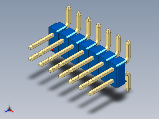 彩色公排针 100mil 2.54mm 系列-DS1022_blue_14p_100mil_TypeSMT_rev1.0正等轴测缩略图