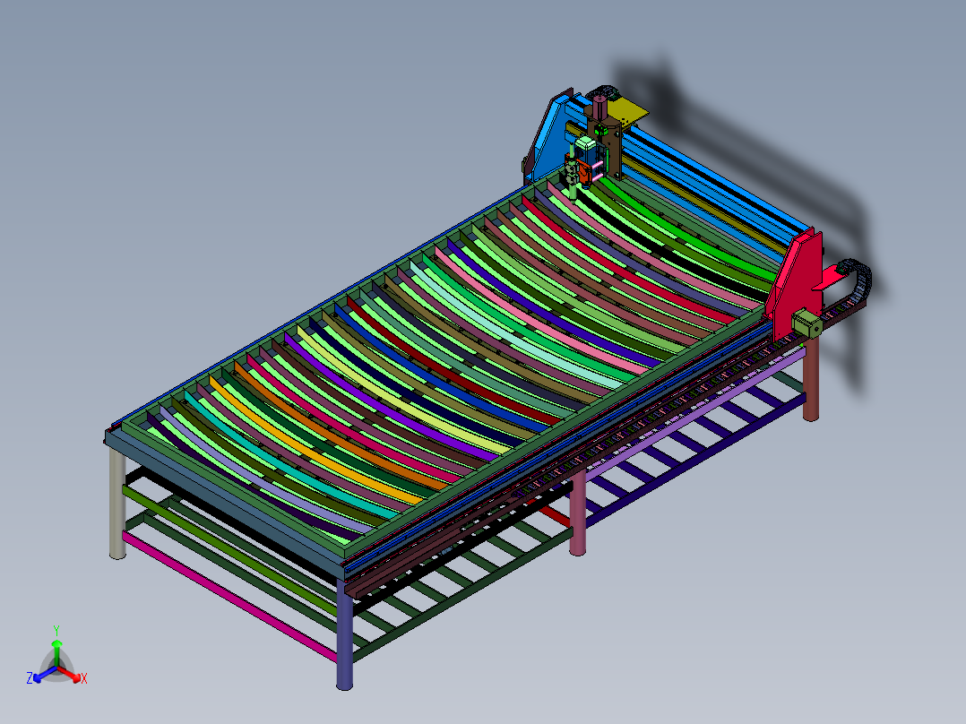 皮革布料复合布软材料切割机正等轴测图