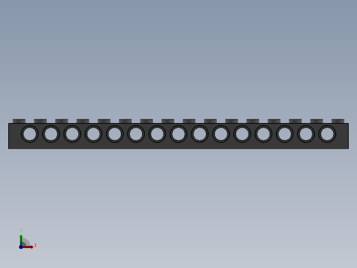 乐高机械组积木（横梁）-4211443 - 3703 Medium Stone Grey Technic Brick 1 x 16 with Holes前视缩略图