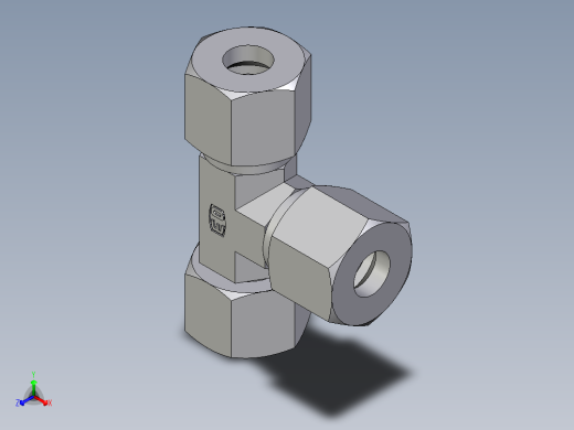 卡套式工业通用硬管接头EO_Swivel_nut_run_tee_EL10SCF正等轴测缩略图
