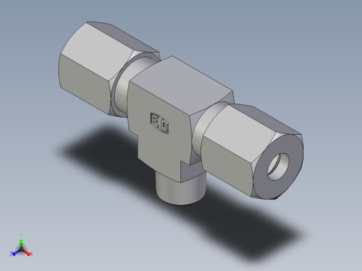 卡套式工业通用硬管接头EO_Male_stud_run_tee_TE06LRCF正等轴测缩略图