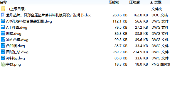 菱形垫片、异形金属垫片落料冲孔模具设计-冲压模具含6张CAD图