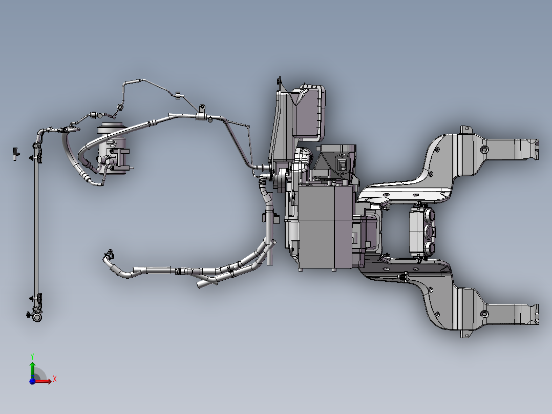 汽车空调系统原理结构设计模型前视图
