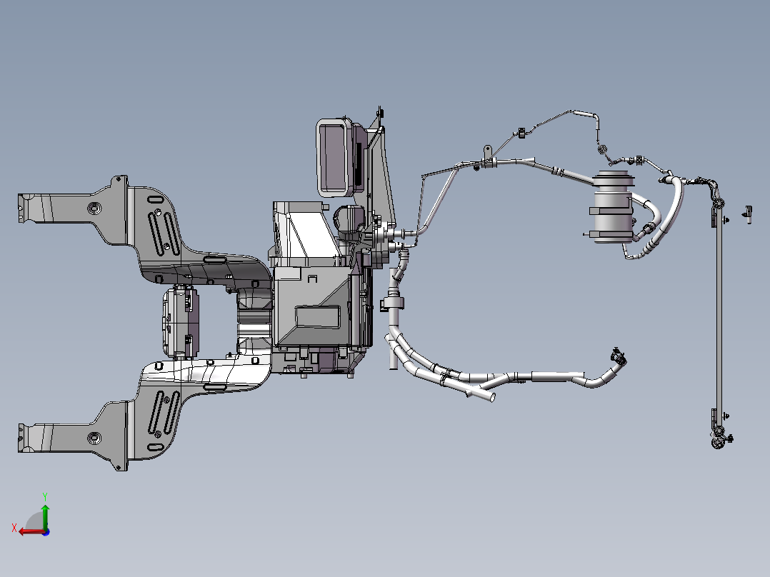 汽车空调系统原理结构设计模型后视图