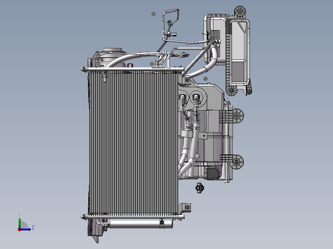 汽车空调系统原理结构设计模型左视图
