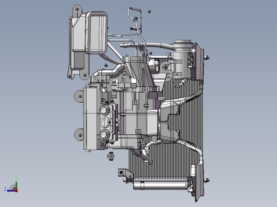 汽车空调系统原理结构设计模型右视图