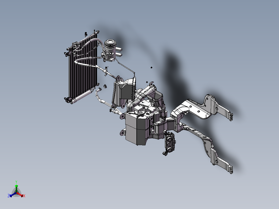 汽车空调系统原理结构设计模型正等轴测图