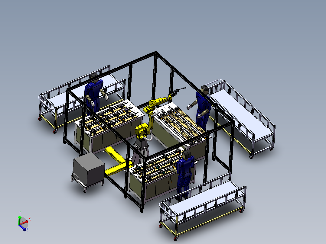 电梯地坎托架-门楣三工位焊接工作站sw19