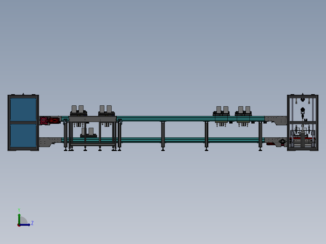 上下料倍速链循环输送线sw18可编辑左视图