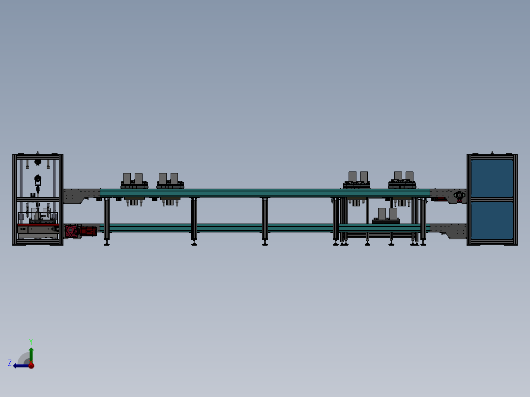 上下料倍速链循环输送线sw18可编辑右视图