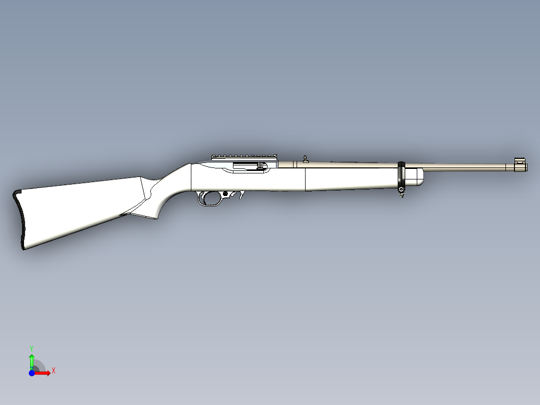 手枪左轮冲锋枪老式狙击步枪设计3D图纸ruger-10-22-carbine-model-1103-1 9 IGS前视图