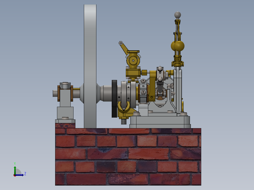 蒸汽机ramsome-may-horizontal-engine-模型格式为 sw左视图