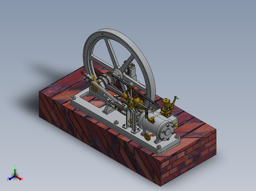 蒸汽机ramsome-may-horizontal-engine-模型格式为 sw正等轴测图