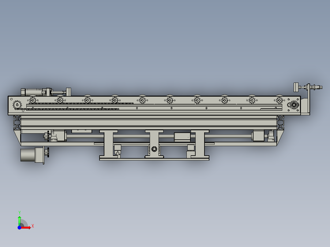 纸箱打包双组倍链传送生产线设计assy-DZ-升降拉-V3前视图