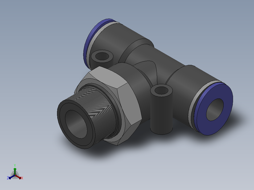 IPB-G 螺纹正三通-G螺纹_IPB06-G02正等轴测图