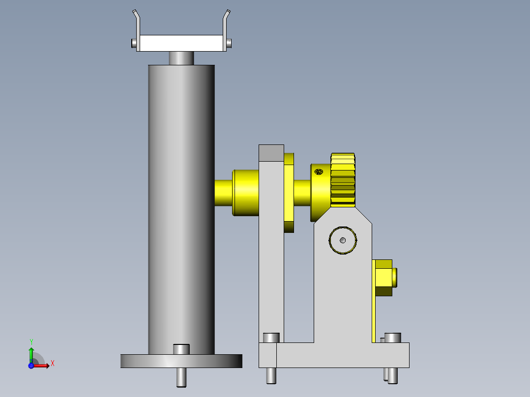 使用齿条与齿轮的升降机构前视图
