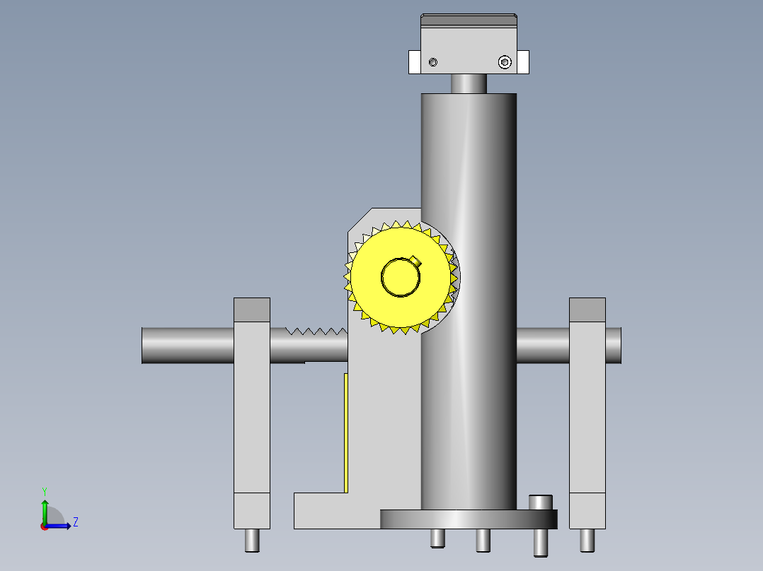 使用齿条与齿轮的升降机构左视图