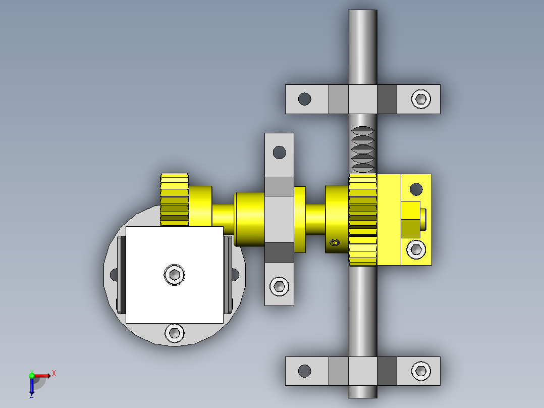 使用齿条与齿轮的升降机构俯视图
