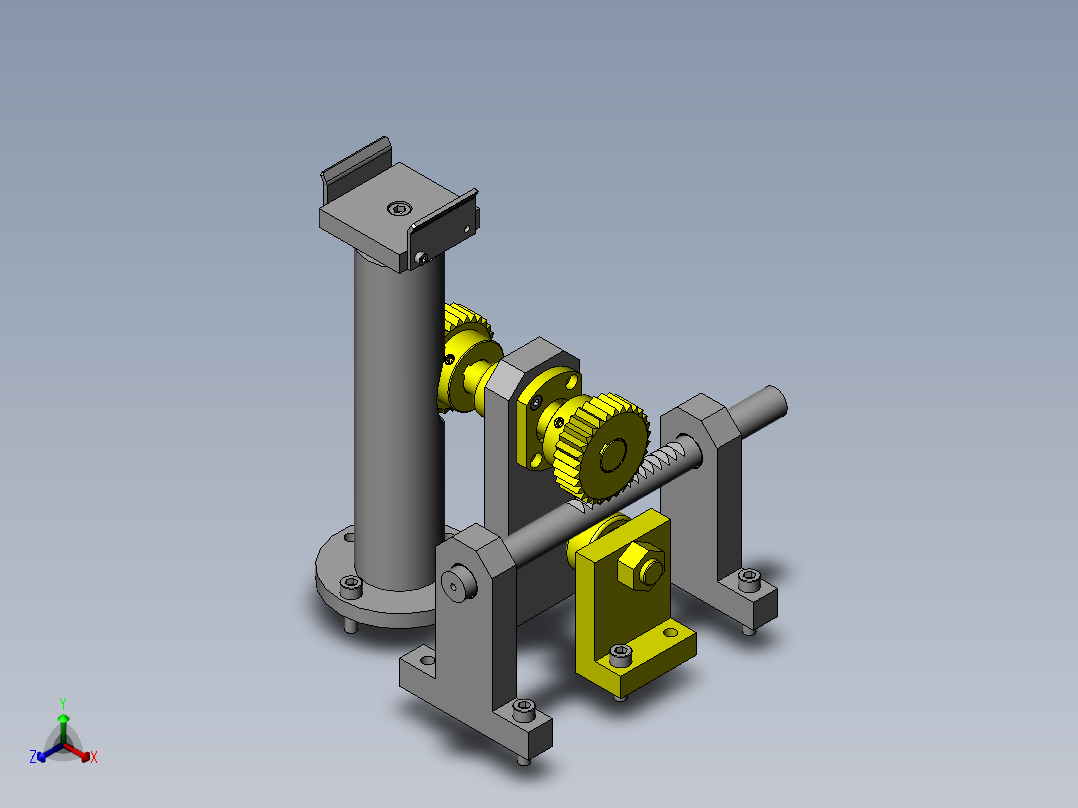 使用齿条与齿轮的升降机构正等轴测图