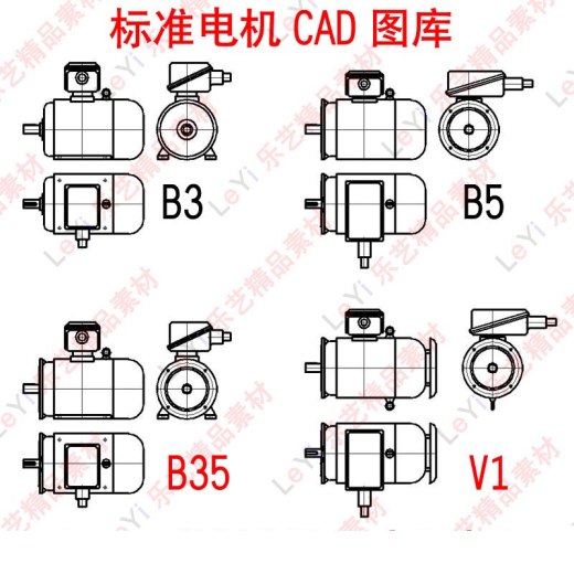 电动机电机马达CAD图库图集标准件库CAD学习机械设计图纸缩略图