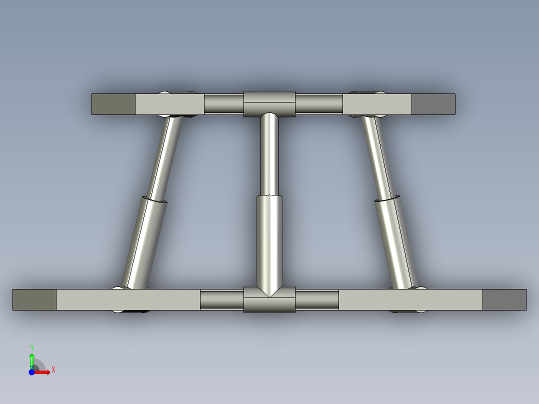 简易并联机构装配及运动仿真3D模型前视图